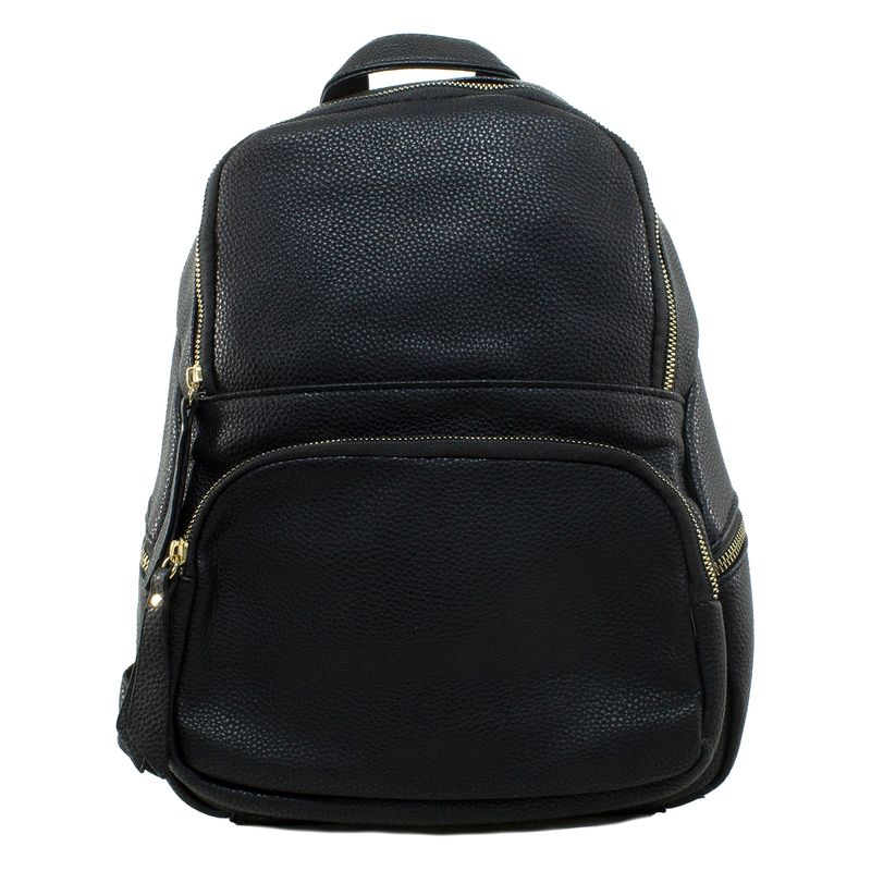 MAILEA - Mochila ecocuero bolsillo rectangular para mujer negro
