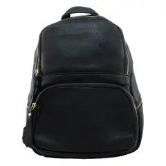 MAILEA - Mochila ecocuero bolsillo rectangular para mujer negro