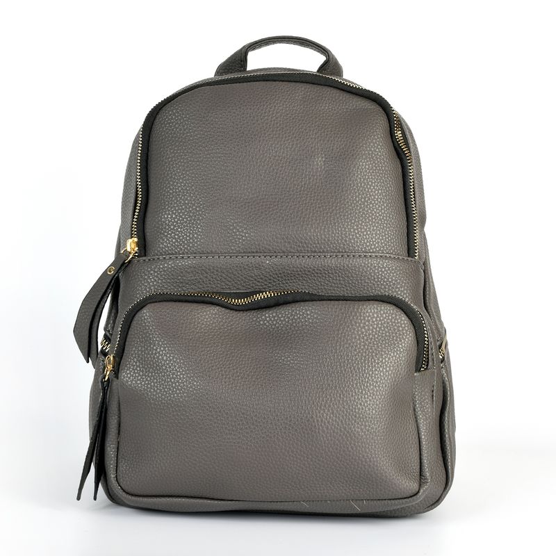 MAILEA - Mochila ecocuero bolsillo rectangular para mujer gris