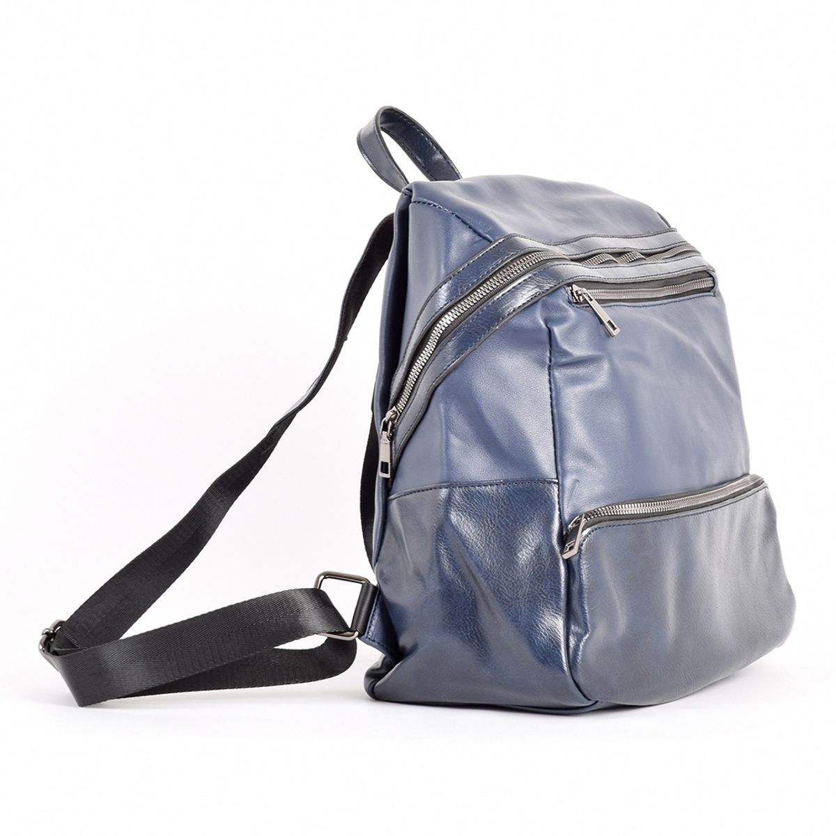 MAILEA - Mochila ecocuero bolsillo alargado para mujer azul