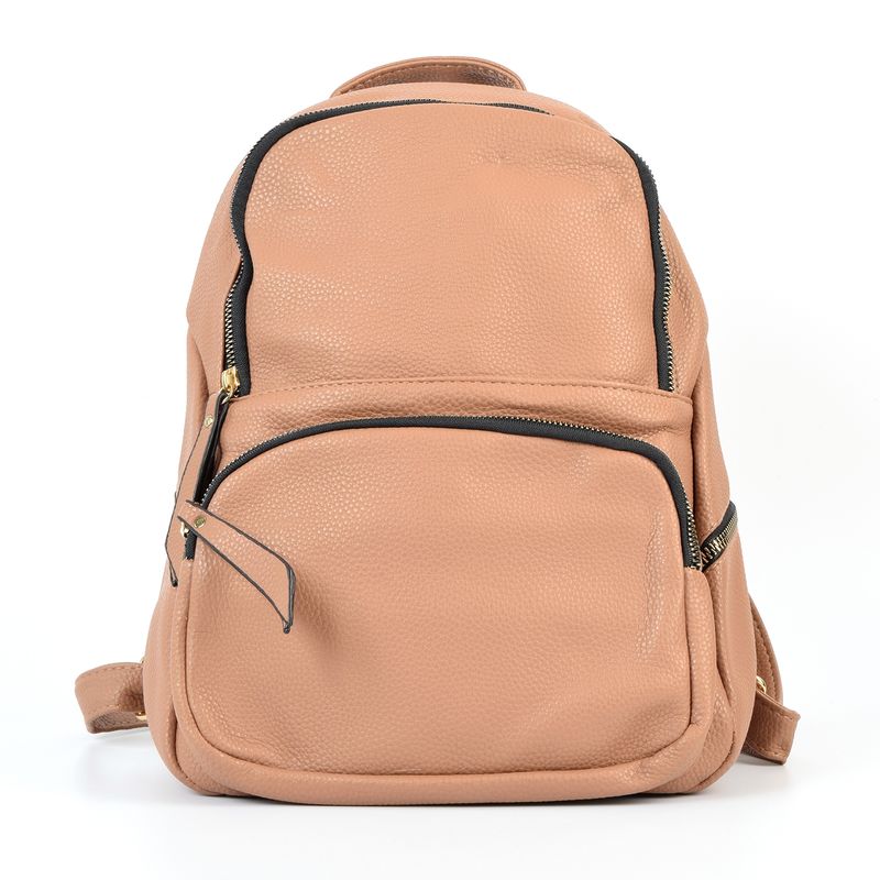 MAILEA - Mochila ecocuero bolsillo rectangular para mujer khaki