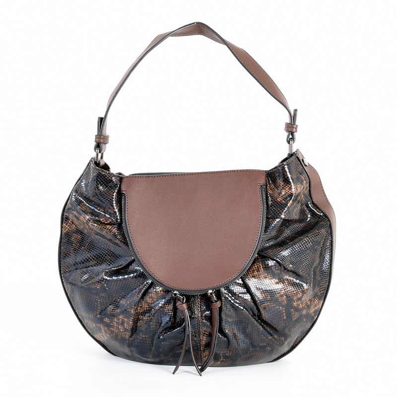 MAILEA - Cartera ecocuero piton 2 cierres para mujer moro