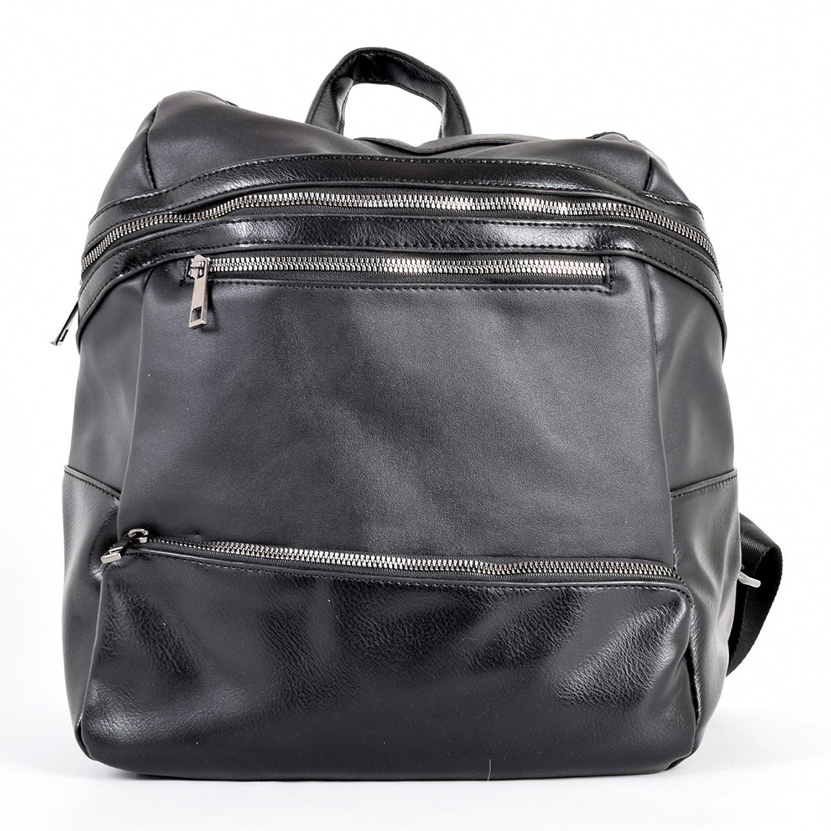 MAILEA - Mochila ecocuero bolsillo alargado para mujer negro