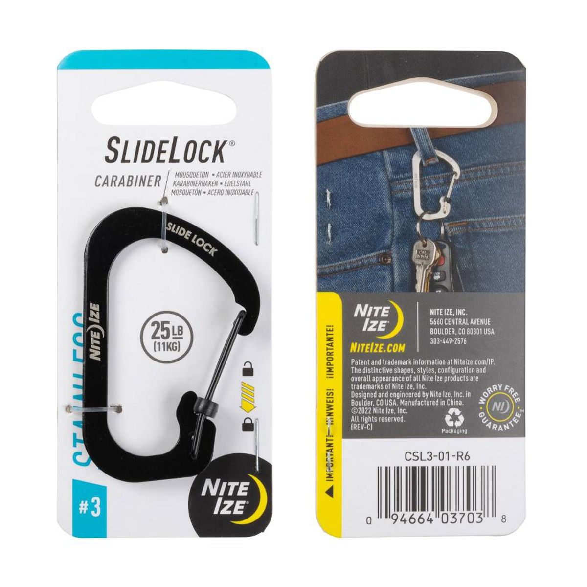 NITE IZE - Mosquetón SlideLock® Carabiner Stainless Steel 3