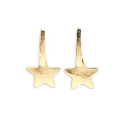 ANDREA COGGIOLA JOYAS - Aros Estrella Satinada Colgante Enchapado Oro 18K