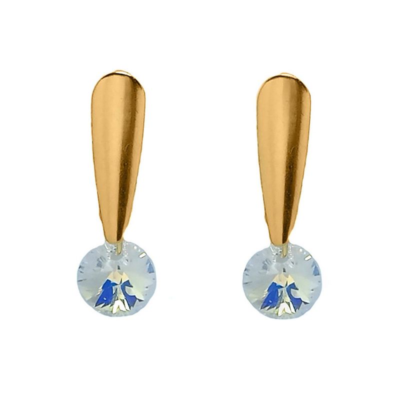 ANDREA COGGIOLA JOYAS - Aros Cristal Tornasol Colgante Enchapado Oro 18K