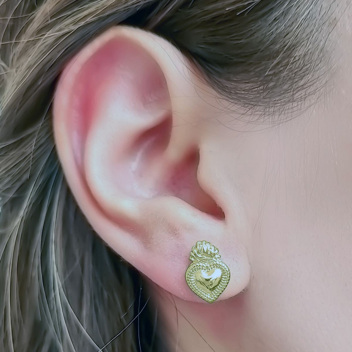 COGGIOLA - Aros Corazón Detente Enchapado Oro 18K