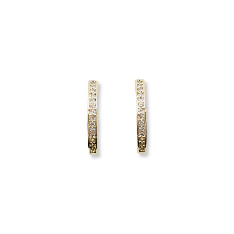ANDREA COGGIOLA JOYAS - Argolla Cintillo Circón Bisagra 16mm Enchapado Oro 18K