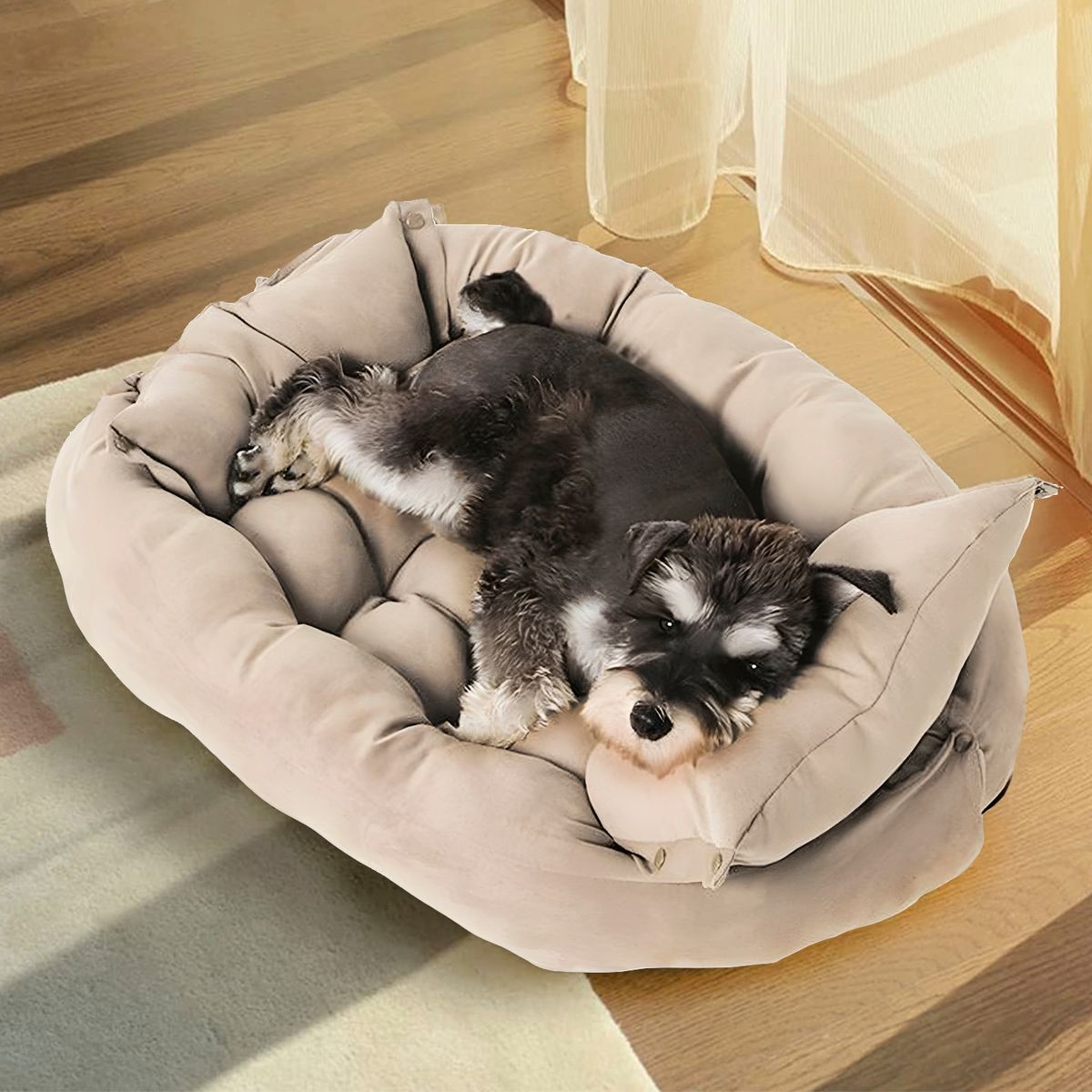 PETWOOW - Cama para mascotas perro y gatos 68x50x40 beige claro