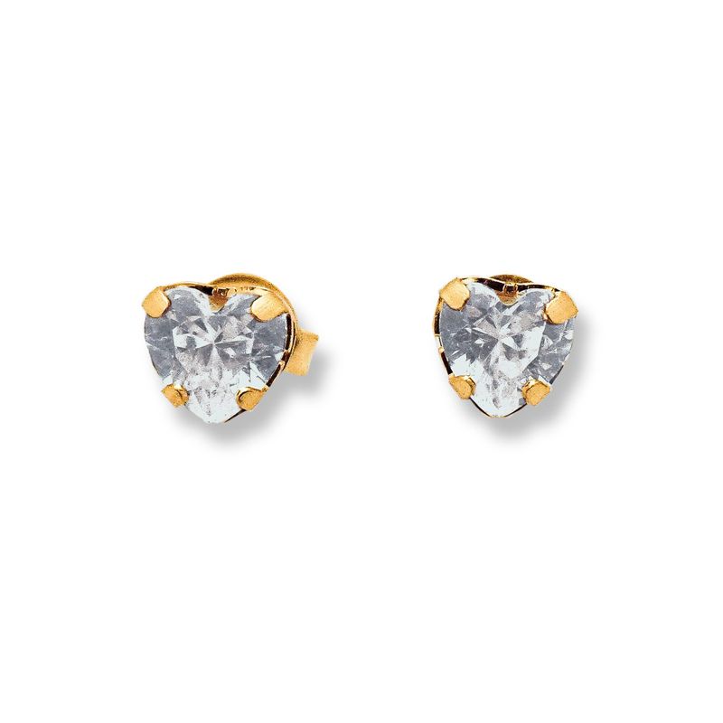 ANDREA COGGIOLA JOYAS - Aros Circón Corazón 5mm Enchapado Oro 18K