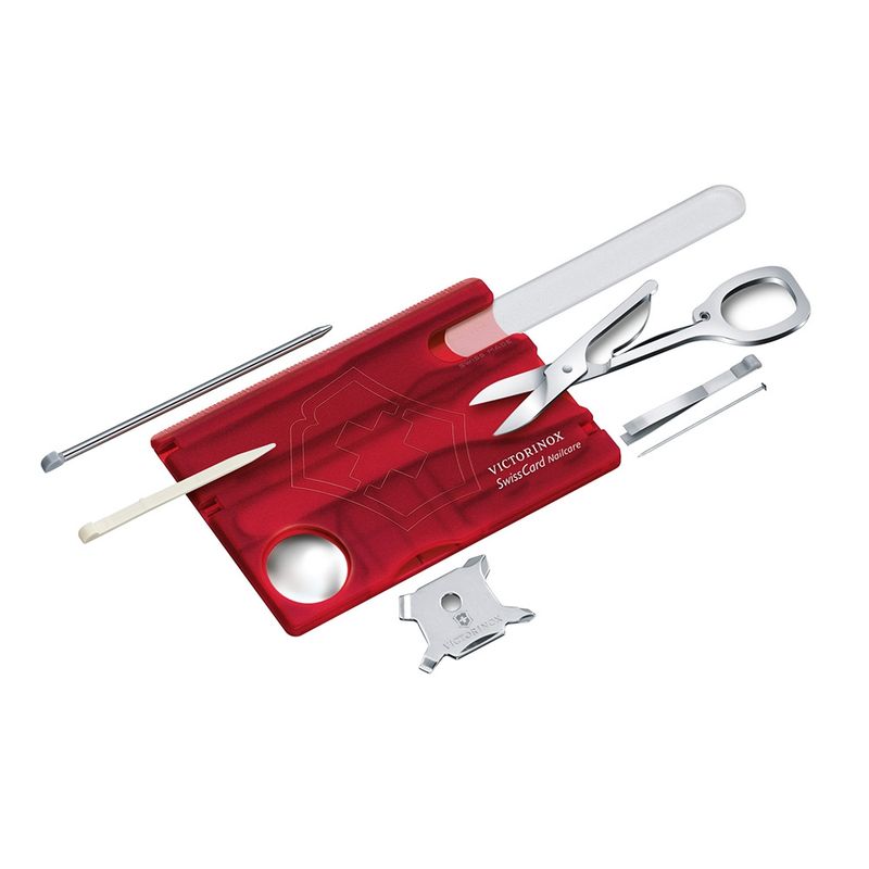 VICTORINOX - Navaja Swisscard Nailcare color Rojo Transparente Victorinox