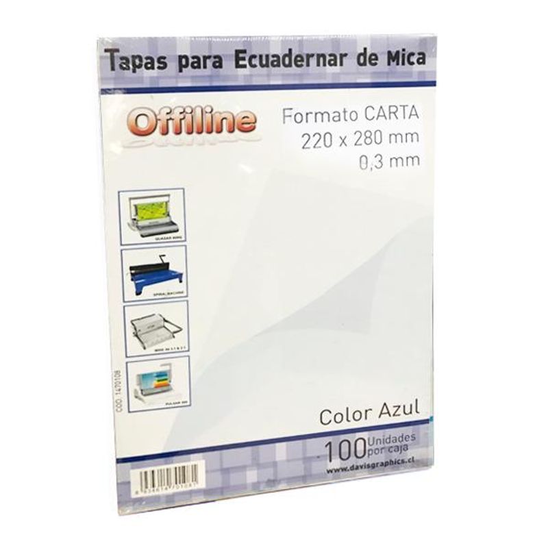 OFFILINE - Tapa para encuadernar Mica Azul Carta 100 Unidades - Azul