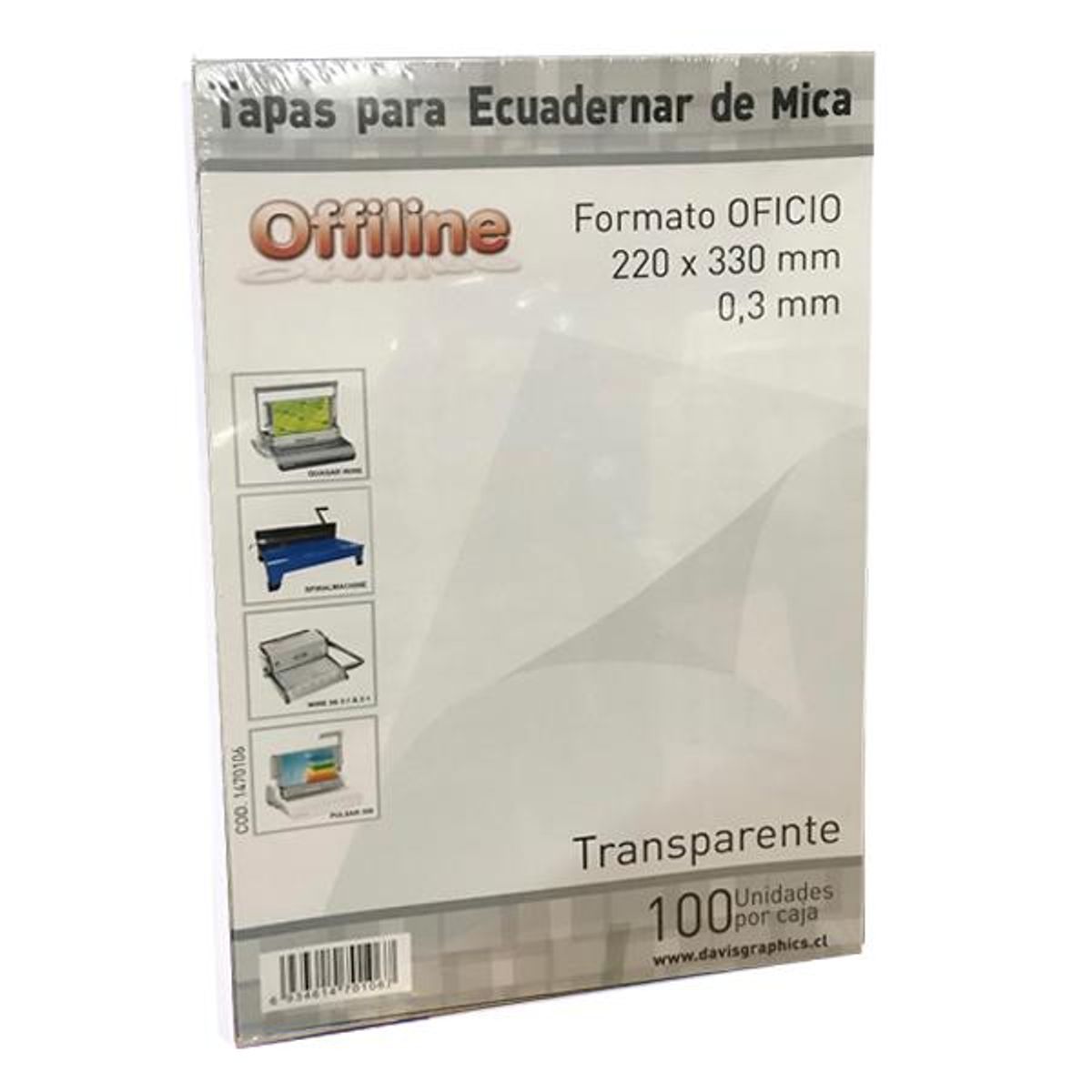 OFFILINE - Tapa para encuadernar Mica Transparente Oficio 100 Unidades OFFILINE