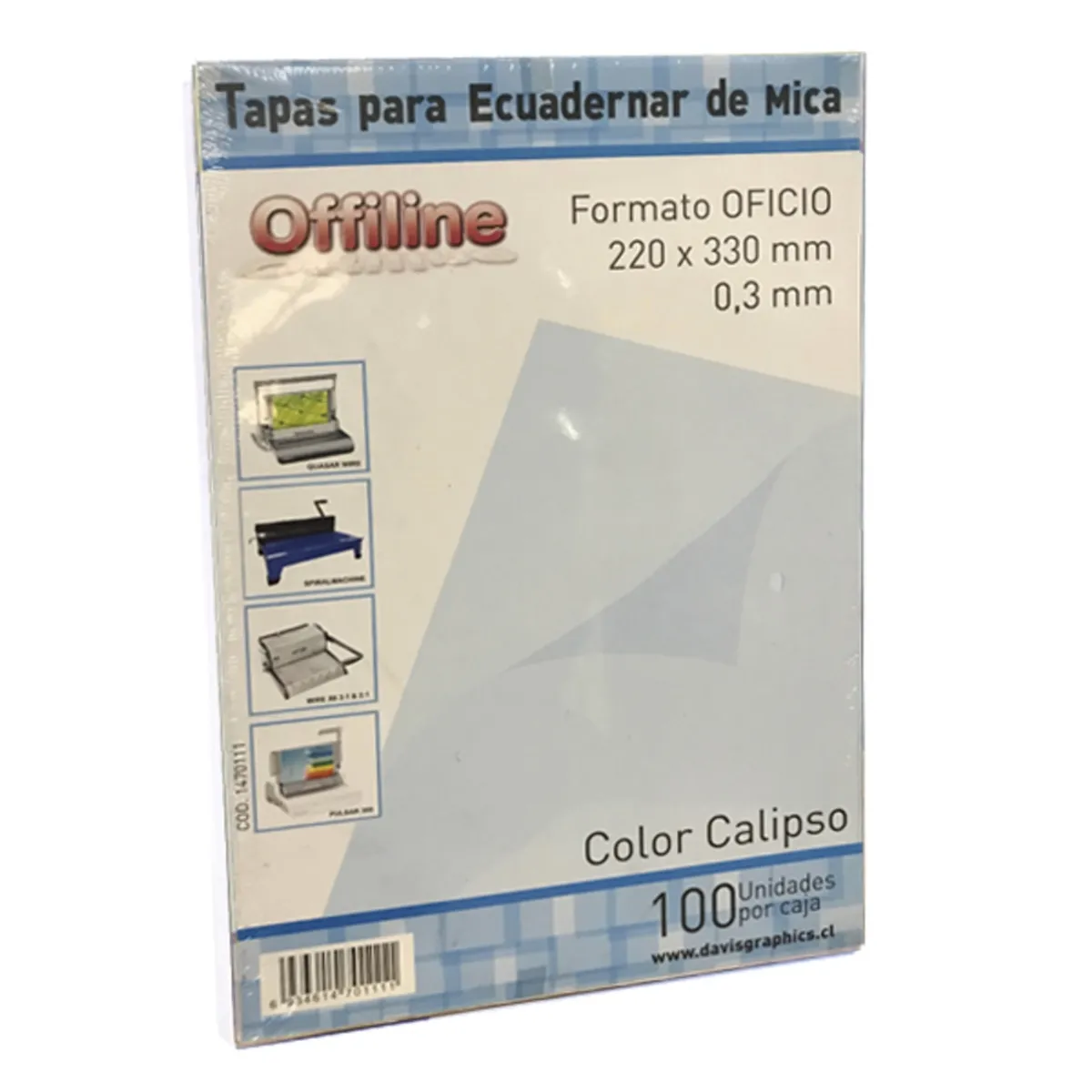 OFFILINE - Tapa para encuadernar Mica Calipso Oficio 100 Unidades OFFILINE