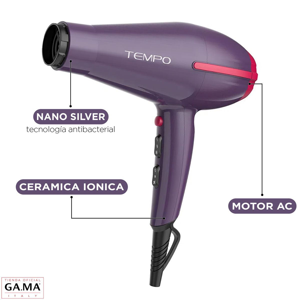 GAMA - Secador De Pelo Gama Tempo St 220 Motor AC Ceramic