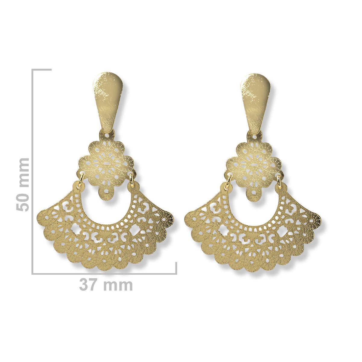 COGGIOLA - Aros Abanico Enchapados Oro 18K
