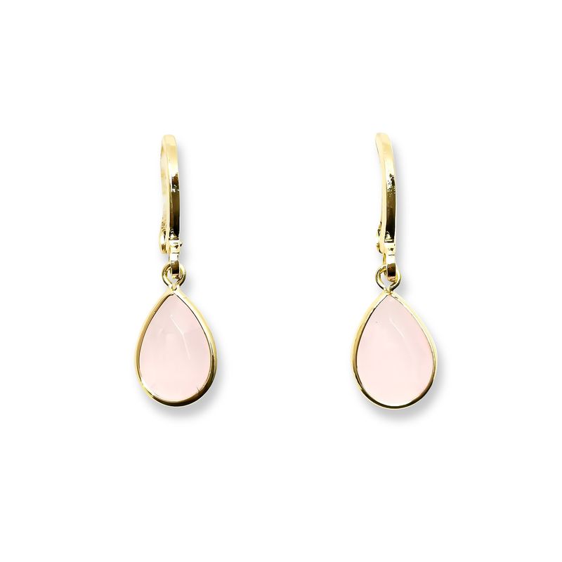ANDREA COGGIOLA JOYAS - Aros Argollas Gota Calcedonia Rosada Enchapado Oro 18K