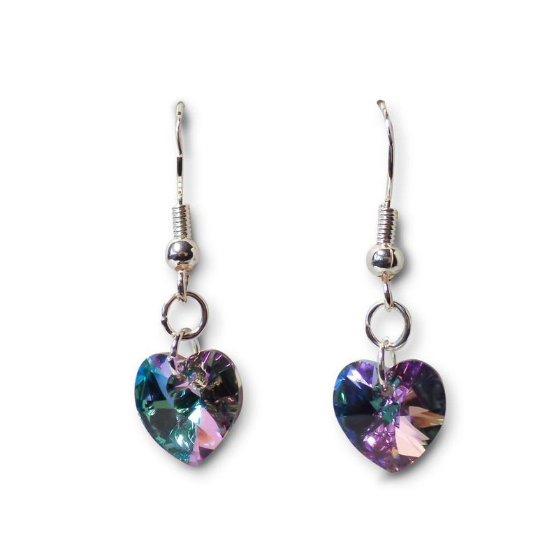 ANDREA COGGIOLA JOYAS - Aros Corazón Cristal Austríaco Vitrail Claro Plata Fina 925