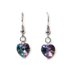 ANDREA COGGIOLA JOYAS - Aros Corazón Cristal Austríaco Vitrail Claro Plata Fina 925