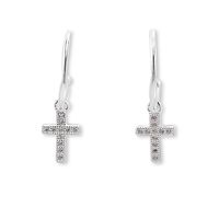 Aros Argolla Cruz Circón Colgante Plata Fina 925