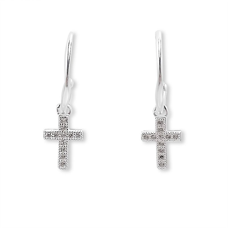 ANDREA COGGIOLA JOYAS - Aros Argolla Cruz Circón Colgante Plata Fina 925
