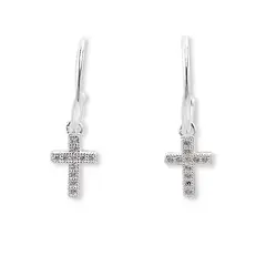 ANDREA COGGIOLA JOYAS - Aros Argolla Cruz Circón Colgante Plata Fina 925