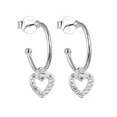ANDREA COGGIOLA JOYAS - Aros Argolla Corazón Circón Colgante Plata Fina 925
