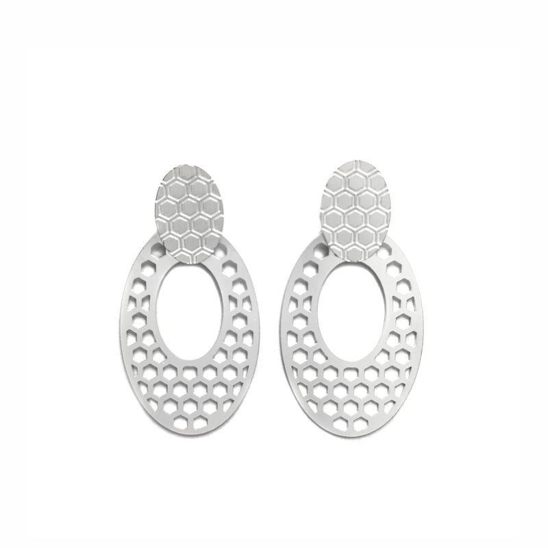ANDREA COGGIOLA JOYAS - Aros Panal Óvalos Calados Plata Fina 925