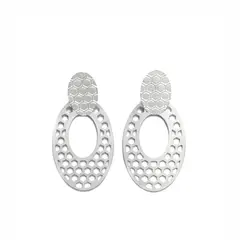 ANDREA COGGIOLA JOYAS - Aros Panal Óvalos Calados Plata Fina 925