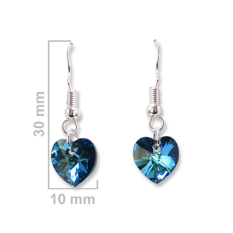 ANDREA COGGIOLA JOYAS - Aros Corazón Azul Cristal Austríaco Colgantes Plata Fina 925