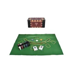 ANSALDO GAMES - Set De Poker Con 200 Fichas, 2 Barajas De Cartas Y Paño