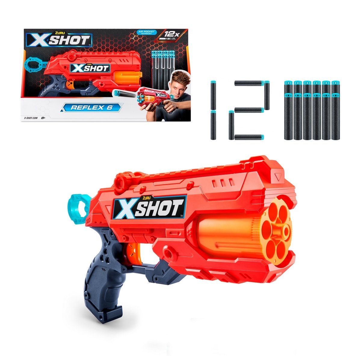 X-SHOT - Lanzador de dardos X SHOT Réflex 6 con 12 dardos