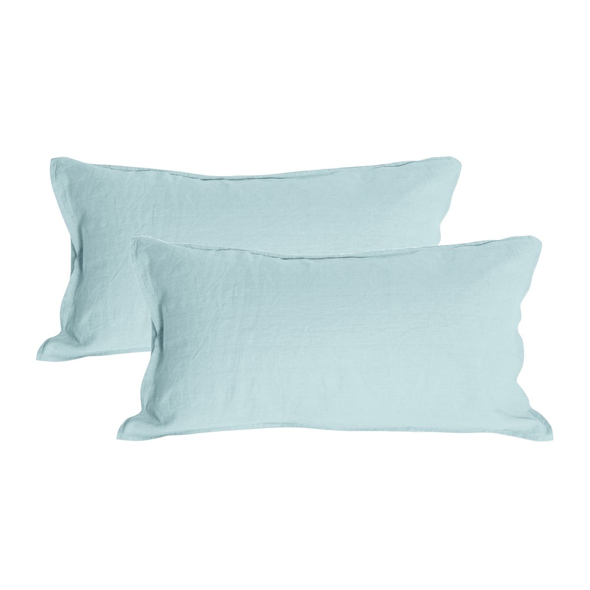 NATURALINO - Set 2 Fundas de Almohada Lino - 50x90 cm - Celeste - Naturalino