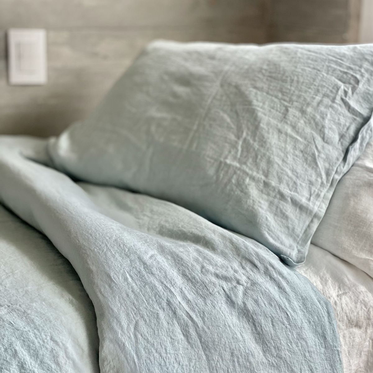 NATURALINO - Set 2 Fundas de Almohada Lino - 50x90 cm - Celeste - Naturalino