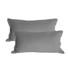NATURALINO - Set 2 Fundas de Almohada Lino - 50x90 cm - Gris Oscuro -