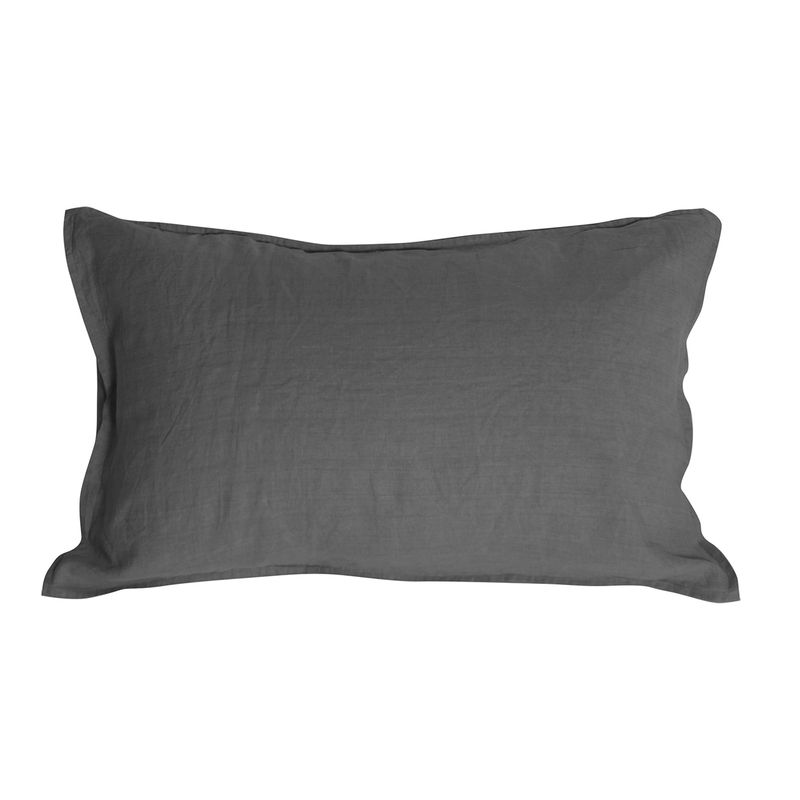 NATURALINO - Funda de Almohada Lino - Standard 50x70 cms - Gris Oscuro - Naturalino