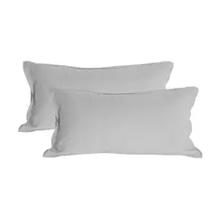 NATURALINO - Set 2 Fundas de Almohada Lino - 50x90 cm - Gris Claro -