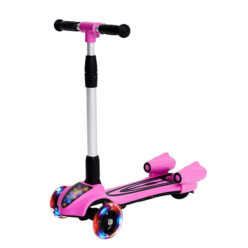 GO FUN - Scooter Infantil Luces LED Efecto Cohete Rosa