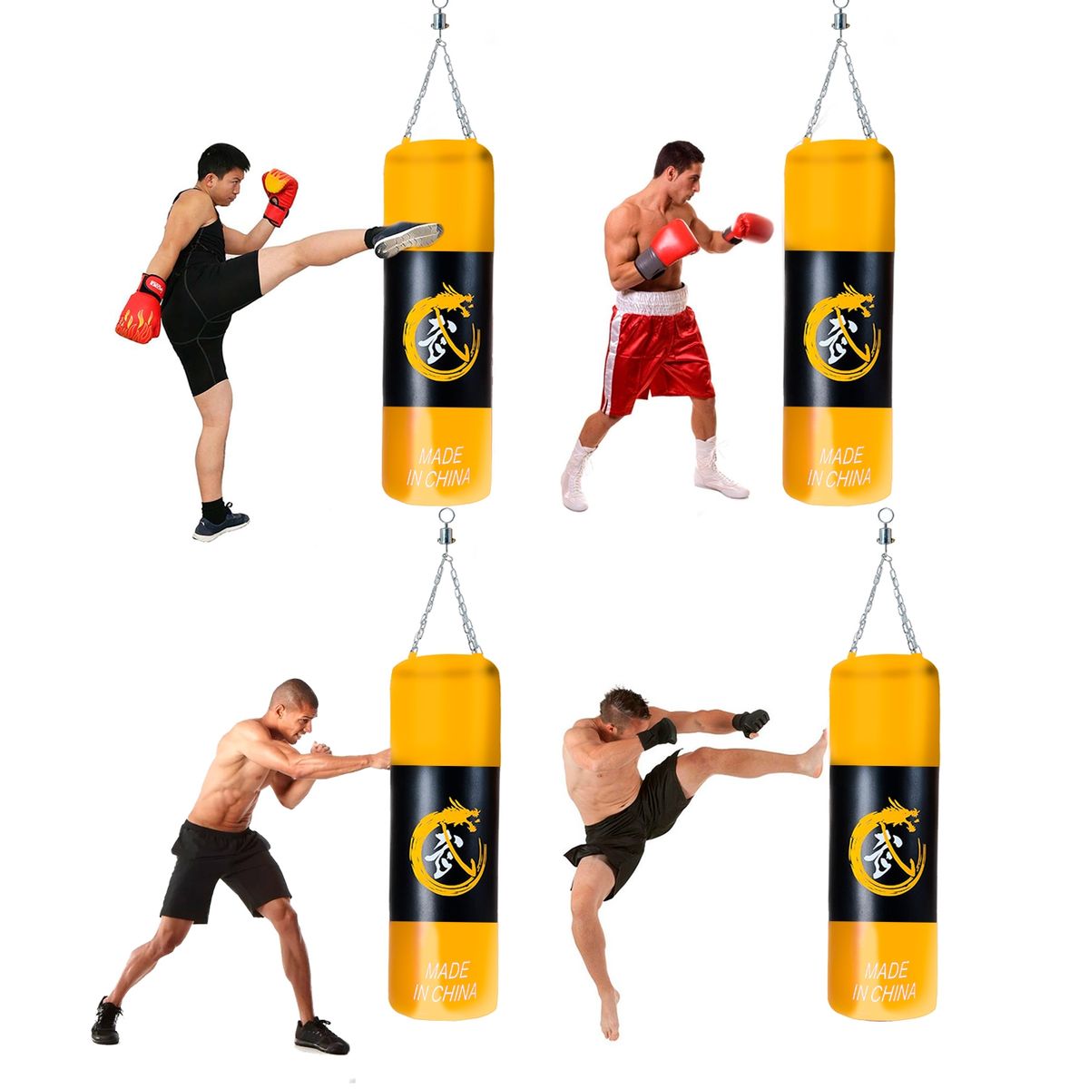 ATLETIS - Saco de Boxeo Punching Ball 120 cm Amarillo