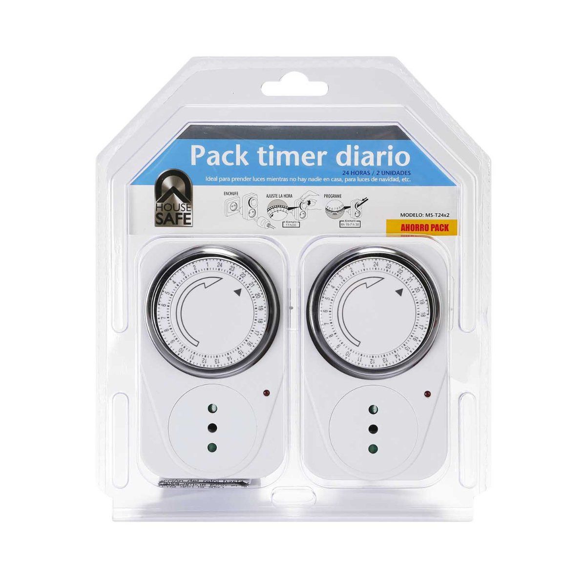 HOUSE SAFE - Temporizador eléctrico Pack 2 timer diario House Safe