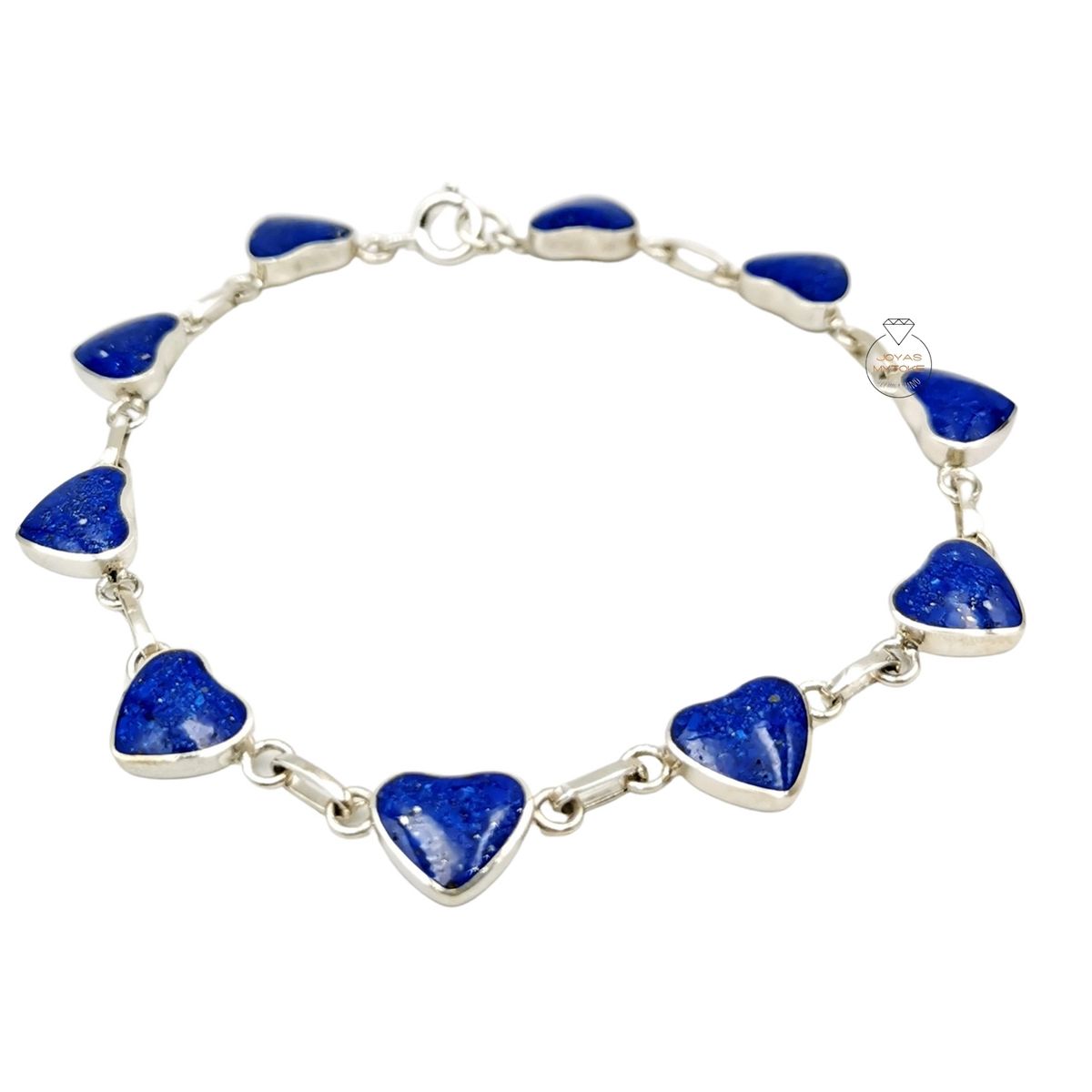 JOYAS MYTOKE - Pulsera Lapislázuli Corazón Plata Nacional 950 Mujer Amor