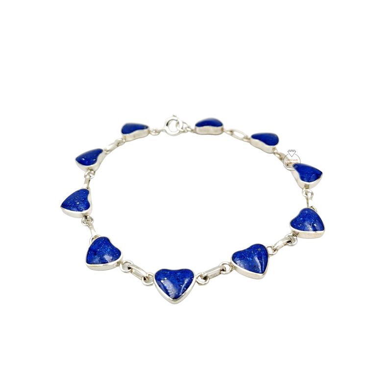 JOYAS MYTOKE - Pulsera Lapislázuli Corazón Plata Nacional 950 Mujer Amor