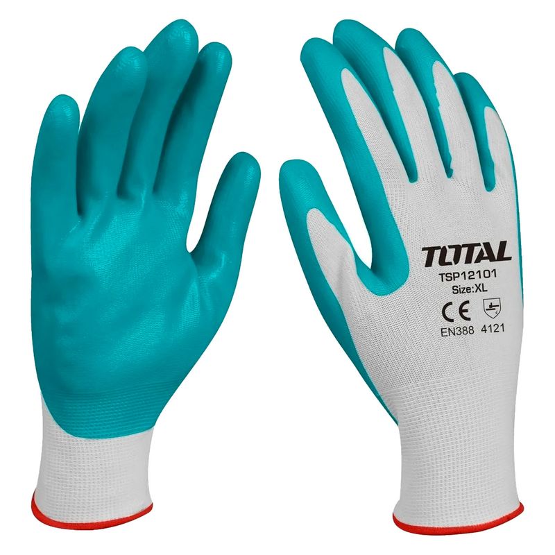 TOTAL TOOLS - Pack 12 Pares De Guante Seguridad Palma Nitrilo Xl