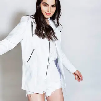 AMEN LEATHER - Chaqueta de Cuero Sakura Blanca Amen