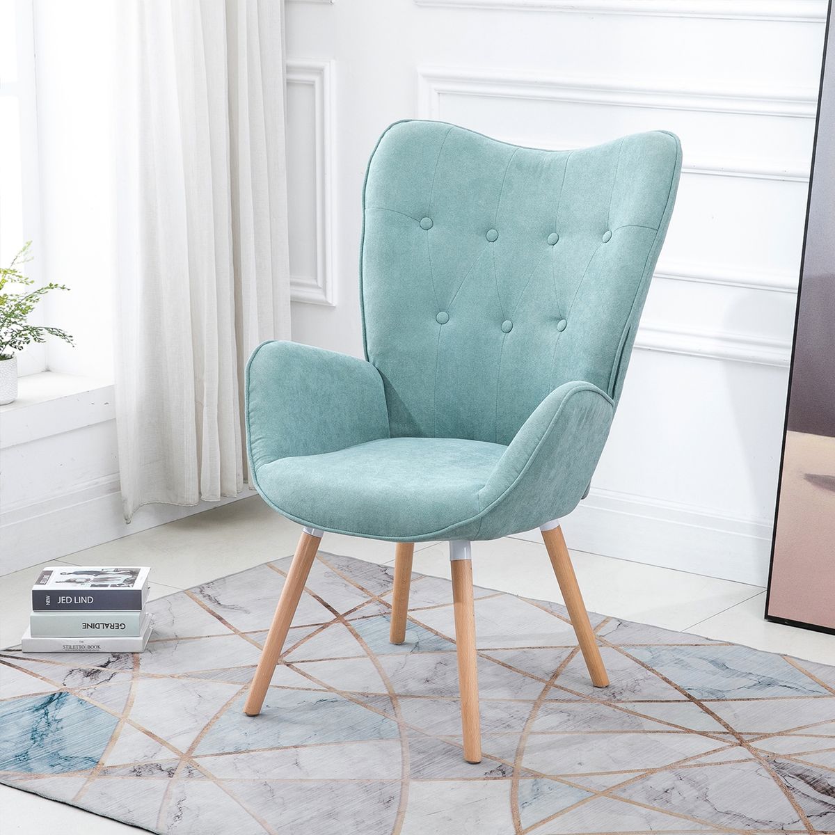 NOVAHUS - Sitial Kas Acolchado con Apoyabrazos Celeste