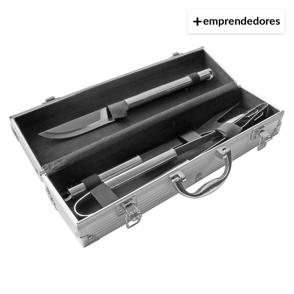 GENERICO - Set parrillero de 3 piezas de acero inoxidable