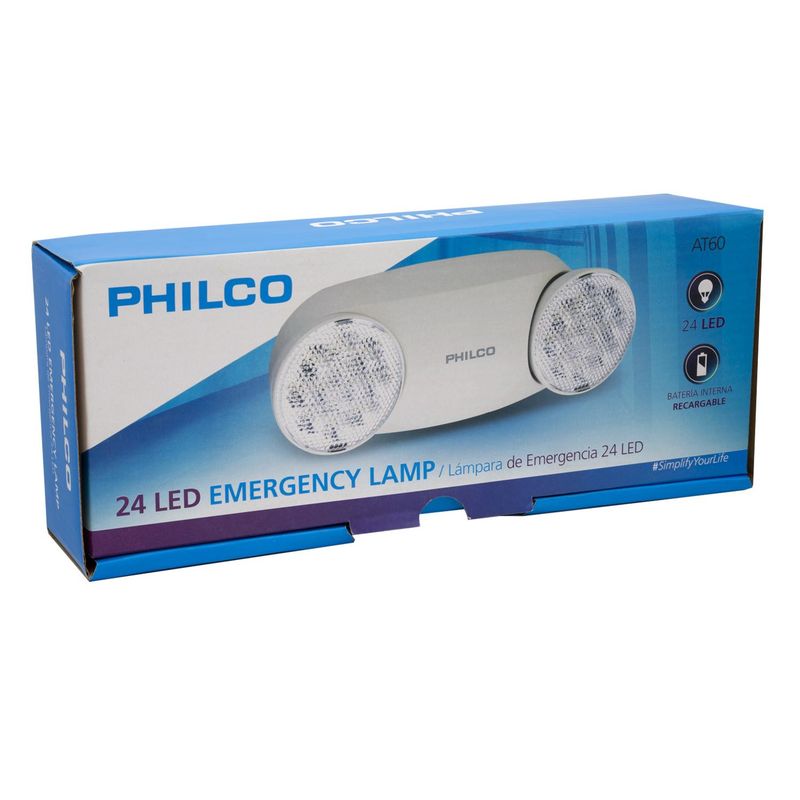 PHILCO - LAMPARA DE EMERGENCIA AT60 2 FOCOS FIJA PHILCO
