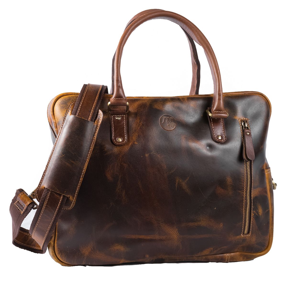 JM VINTAGE - Maletín unisex de cuero Agustin