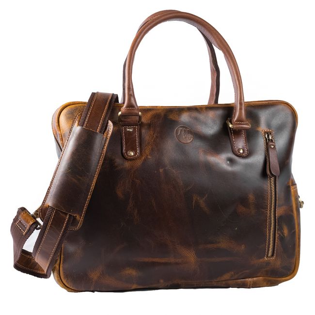 JM VINTAGE - Maletín unisex de cuero Agustin