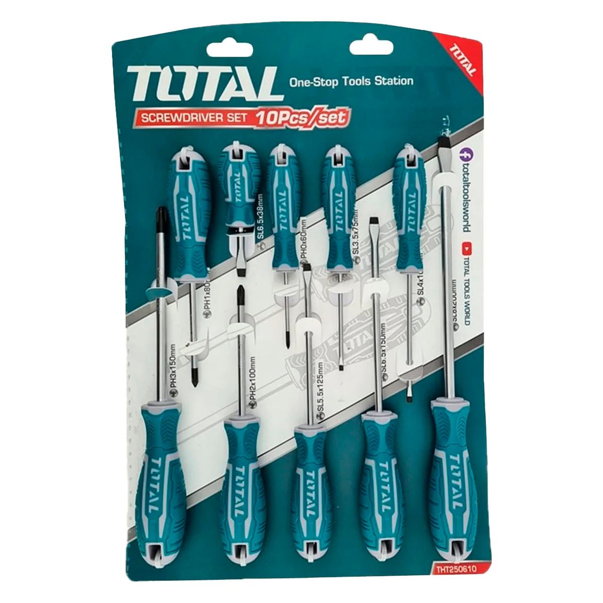 TOTAL TOOLS - Kit Set Juego Desatornilladores 10 Piezas